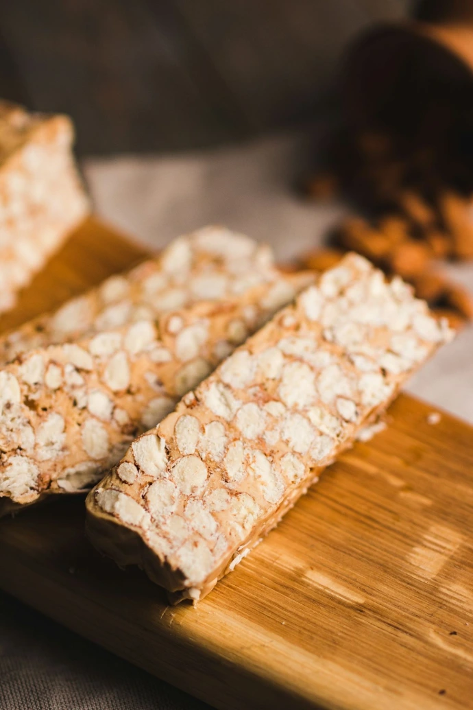 brown and white bread on black tray